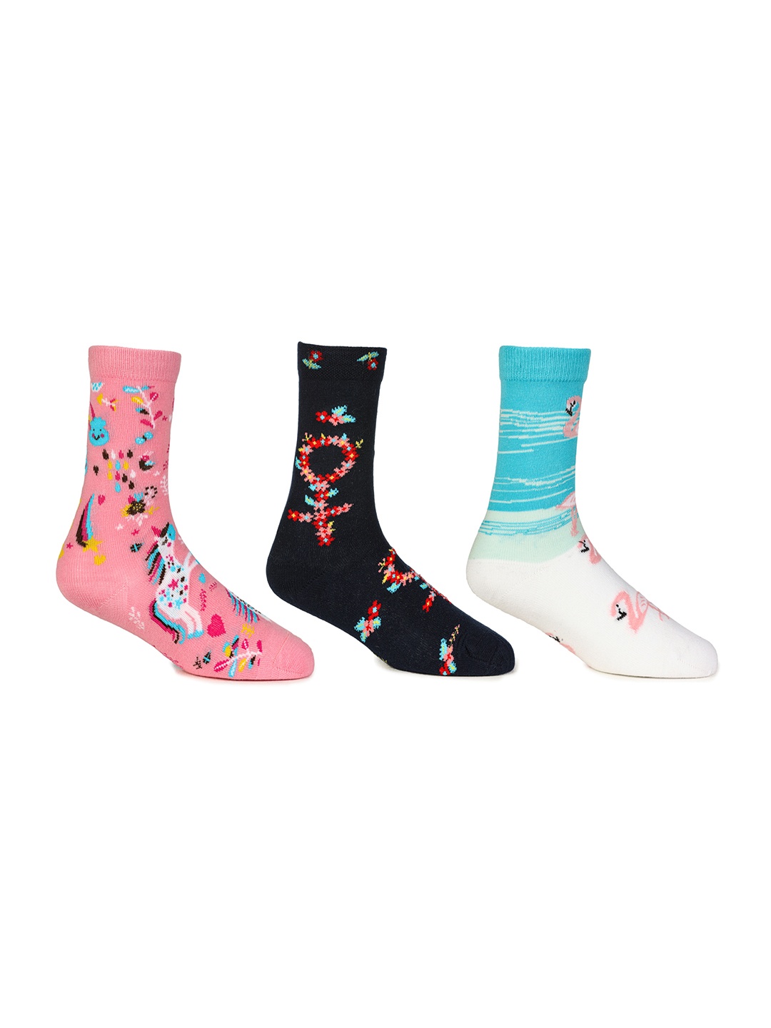 

KazarMax Kids Unisex Pack Of 3 Printed Calf-Length Socks, Black