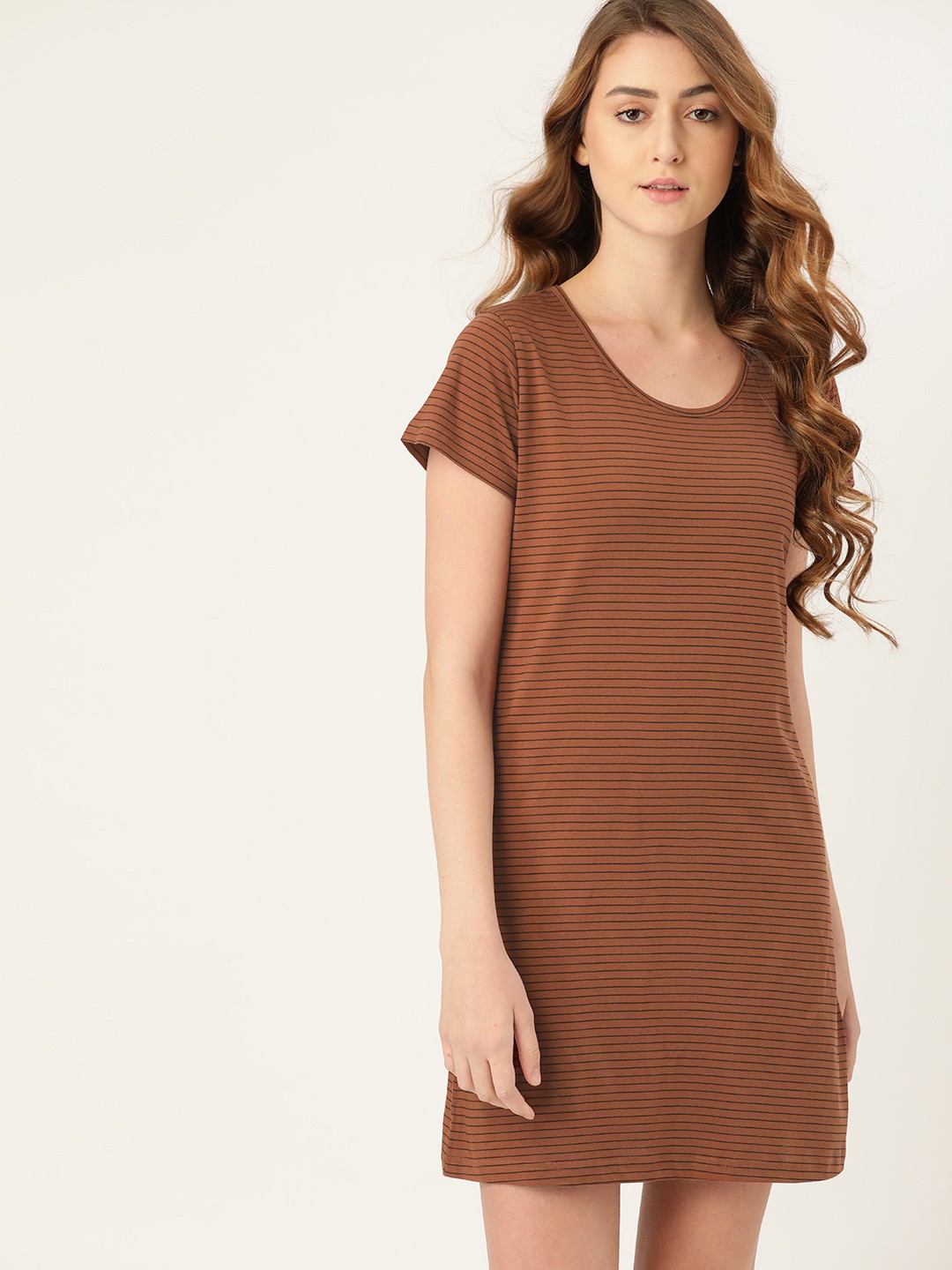 

ETC Brown & Black Pure Cotton Striped Nightdress