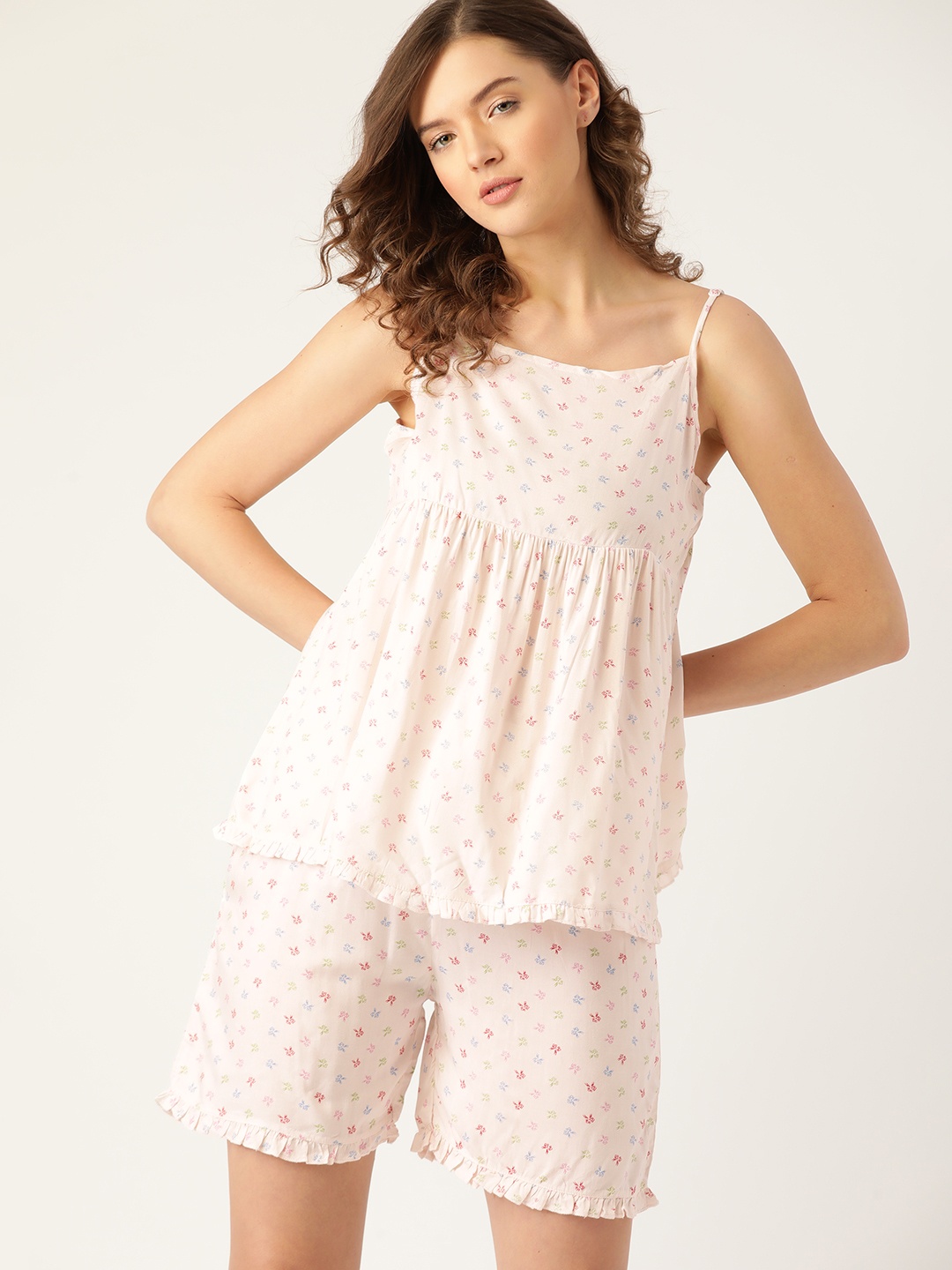 

ETC Women Pink & Blue Floral Print Night suit