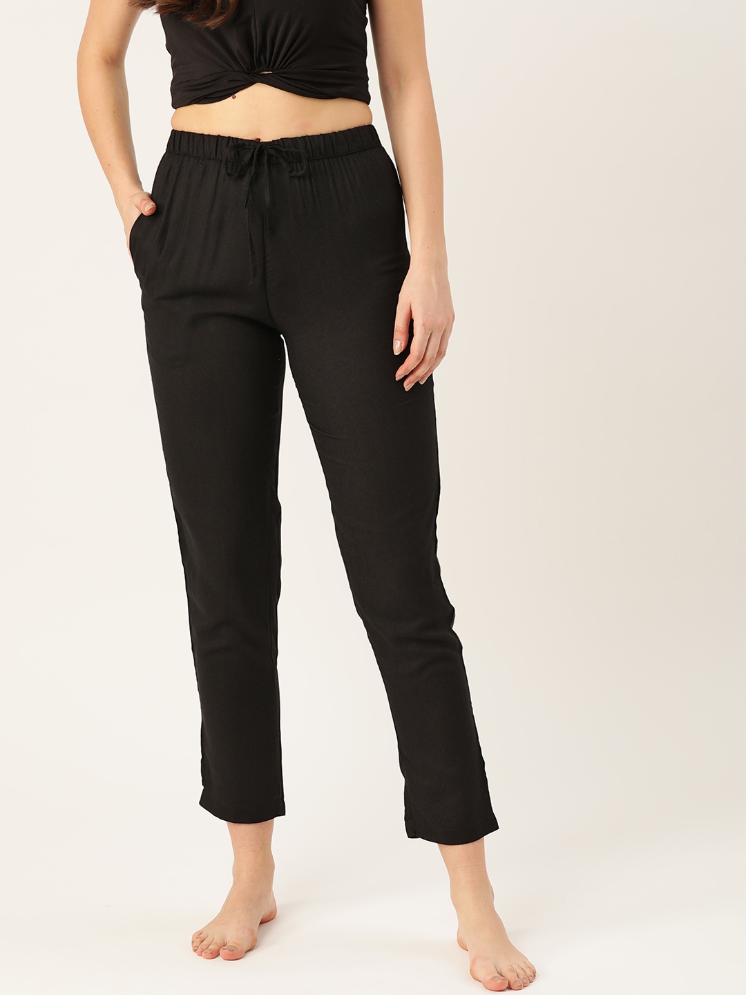 

ETC Women Black Solid Lounge Pants