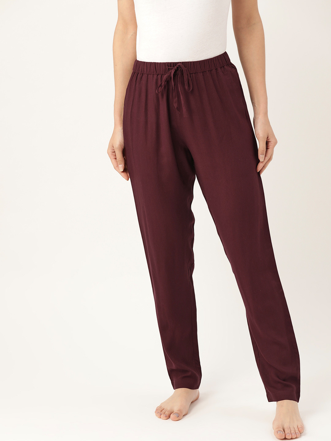 

ETC Women Burgundy Solid Lounge Pants
