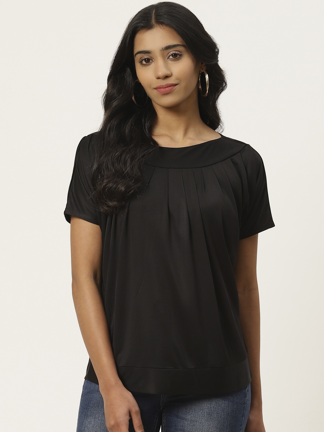 

Cottinfab Women Black Solid Top