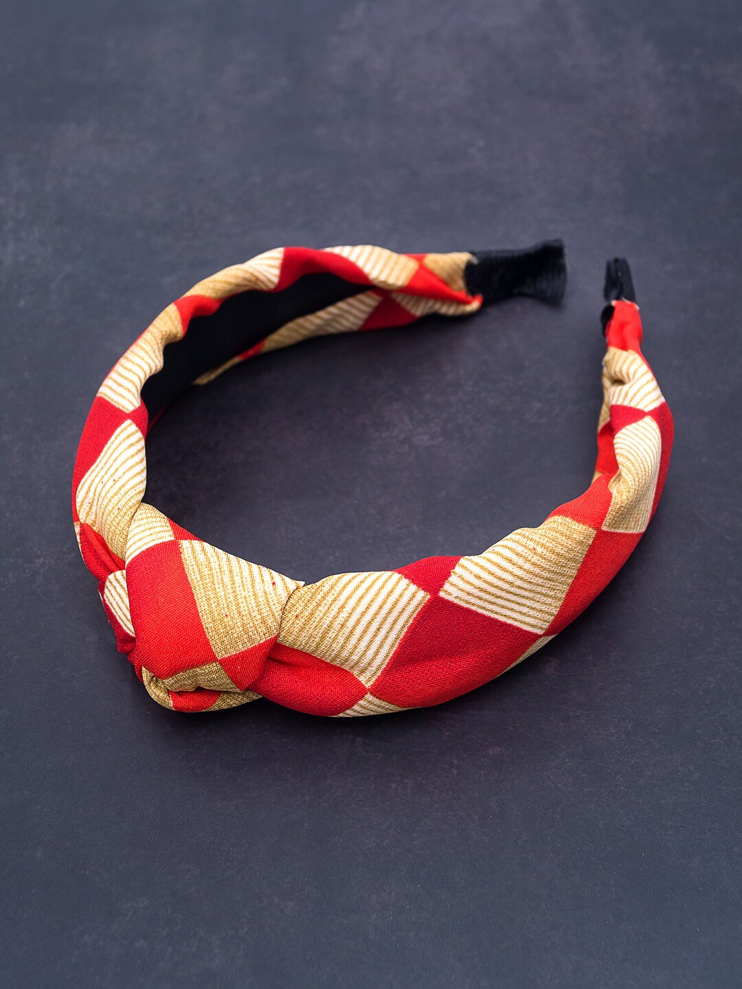 

Golden Peacock Women Beige & Orange Printed Knot Hairband
