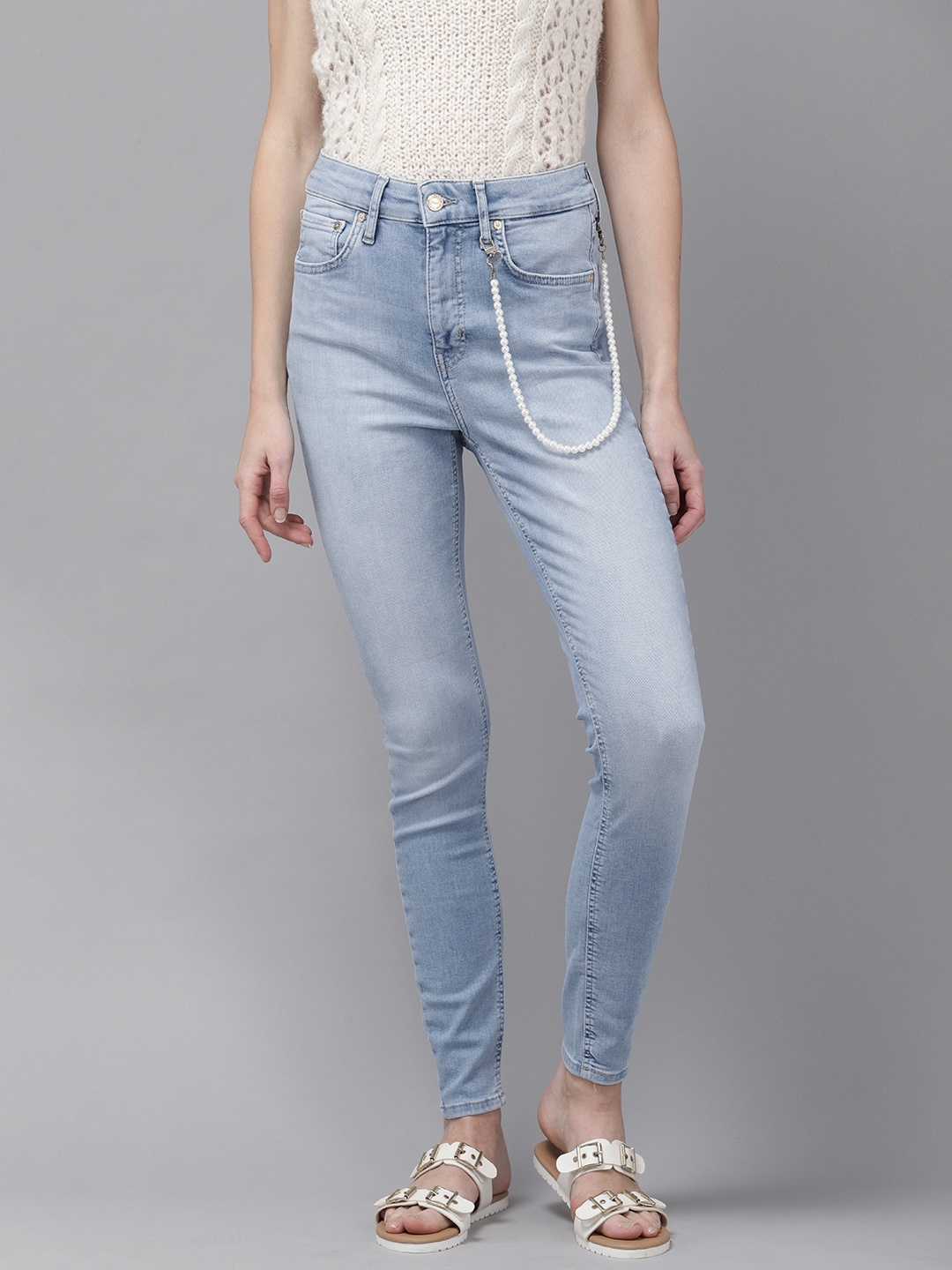 

ONLY Women Blue Beck Skinny Fit High-Rise Stretchable Jeans