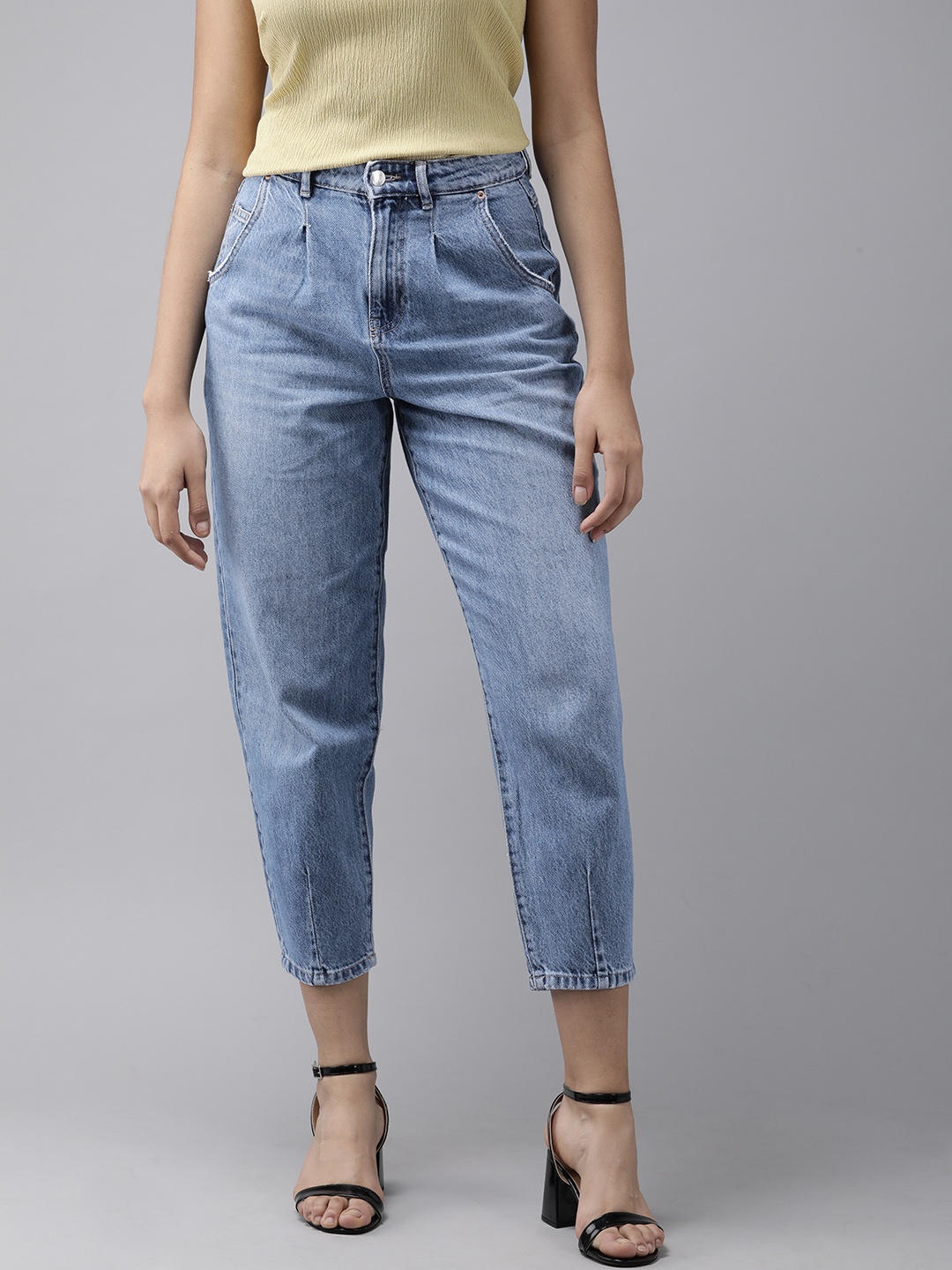 

ONLY Women Blue Relaxed Fit High-Rise Light Fade Jeans