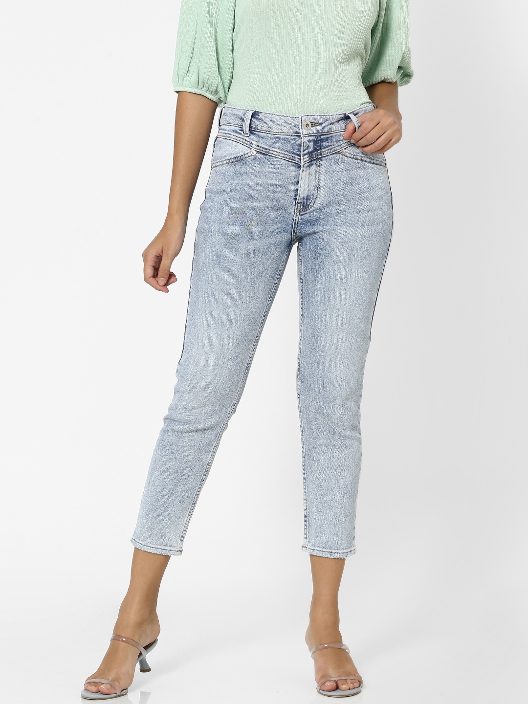 

ONLY Women Blue Straight Fit Light Fade Clean look Stretchable Jeans