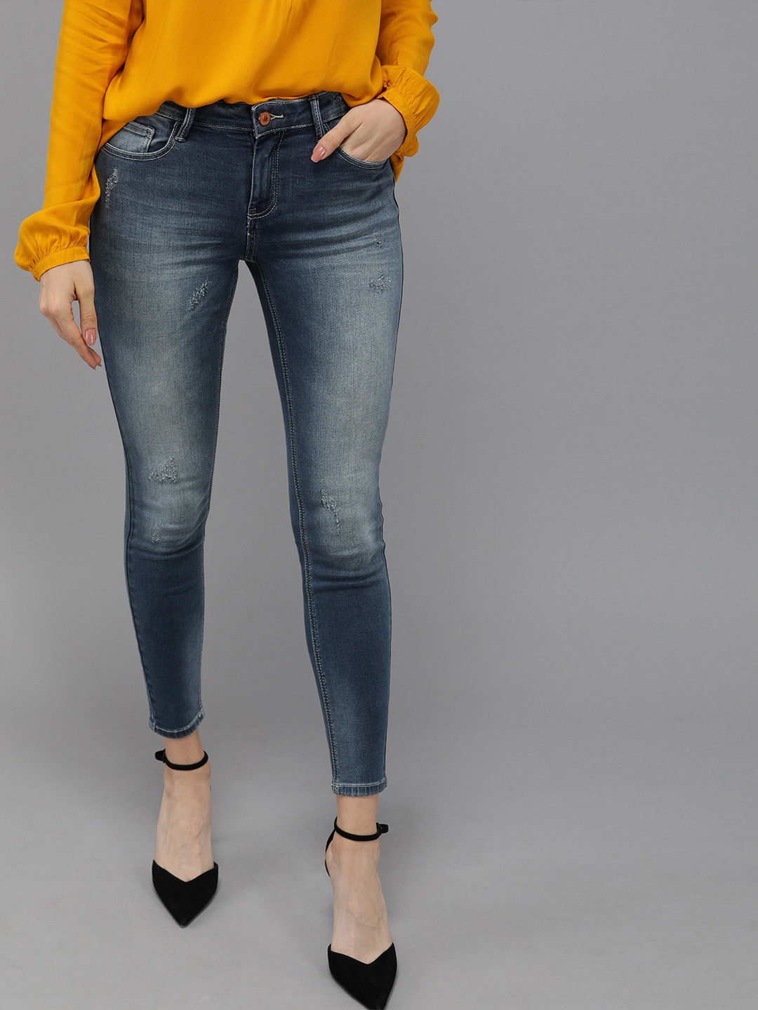 

ONLY Women Blue Skinny Fit High-Rise Clean Look Stretchable Jeans