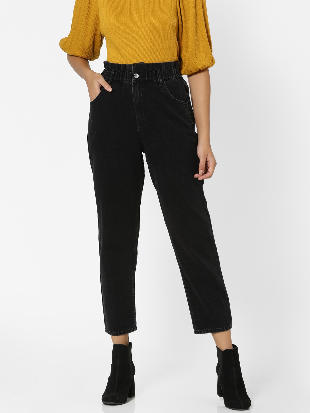 

ONLY Women Black Relaxed Fit High-Rise Jeans