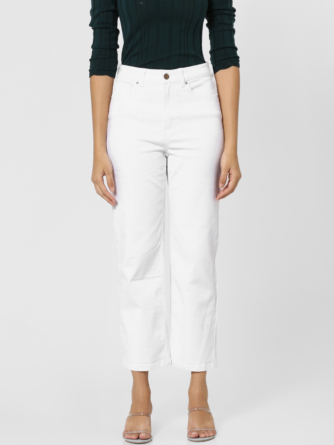 

ONLY Women White Straight Fit High-Rise Stretchable Jeans