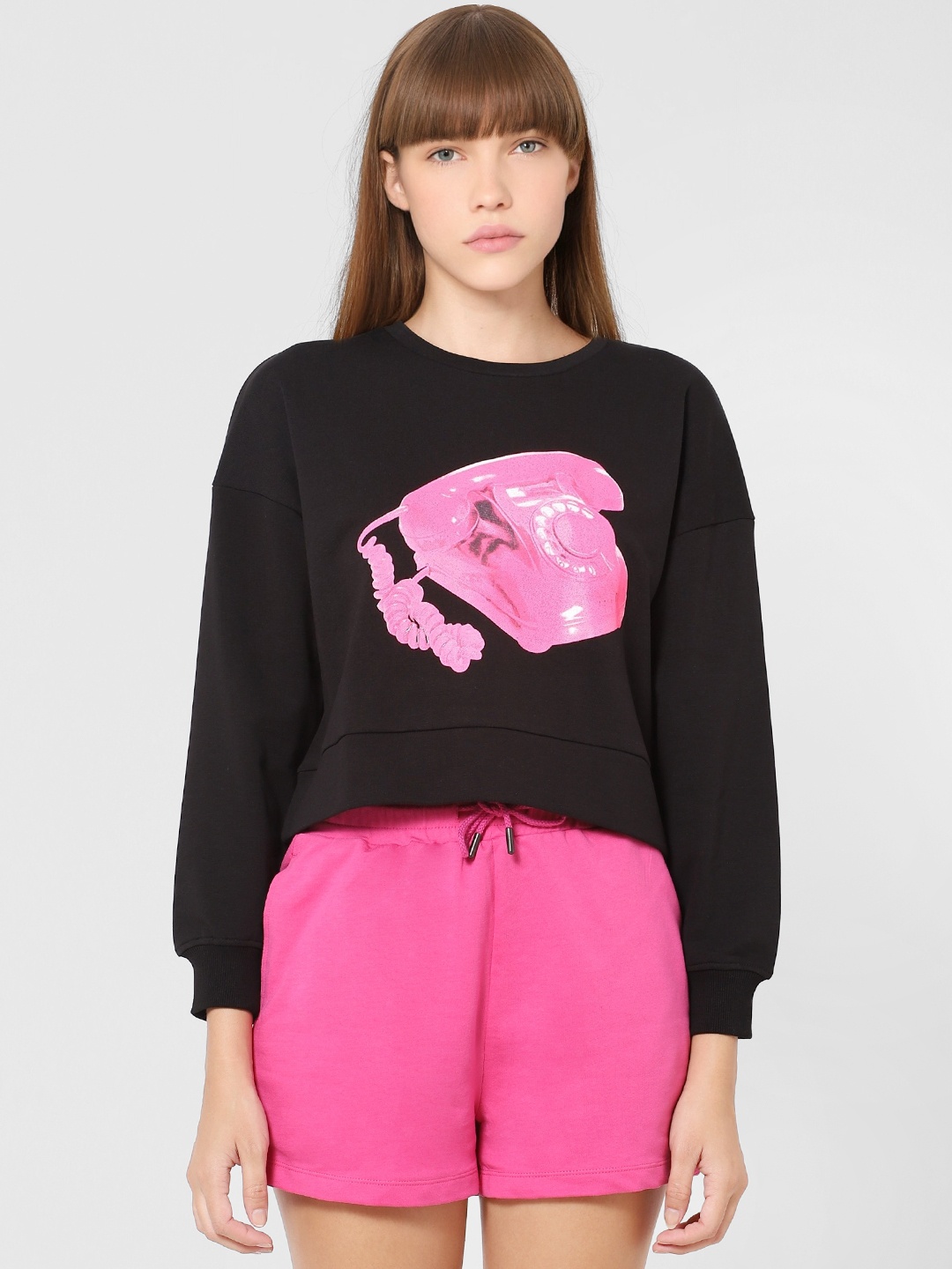 

ONLY Women Black Printed Sweatshirt