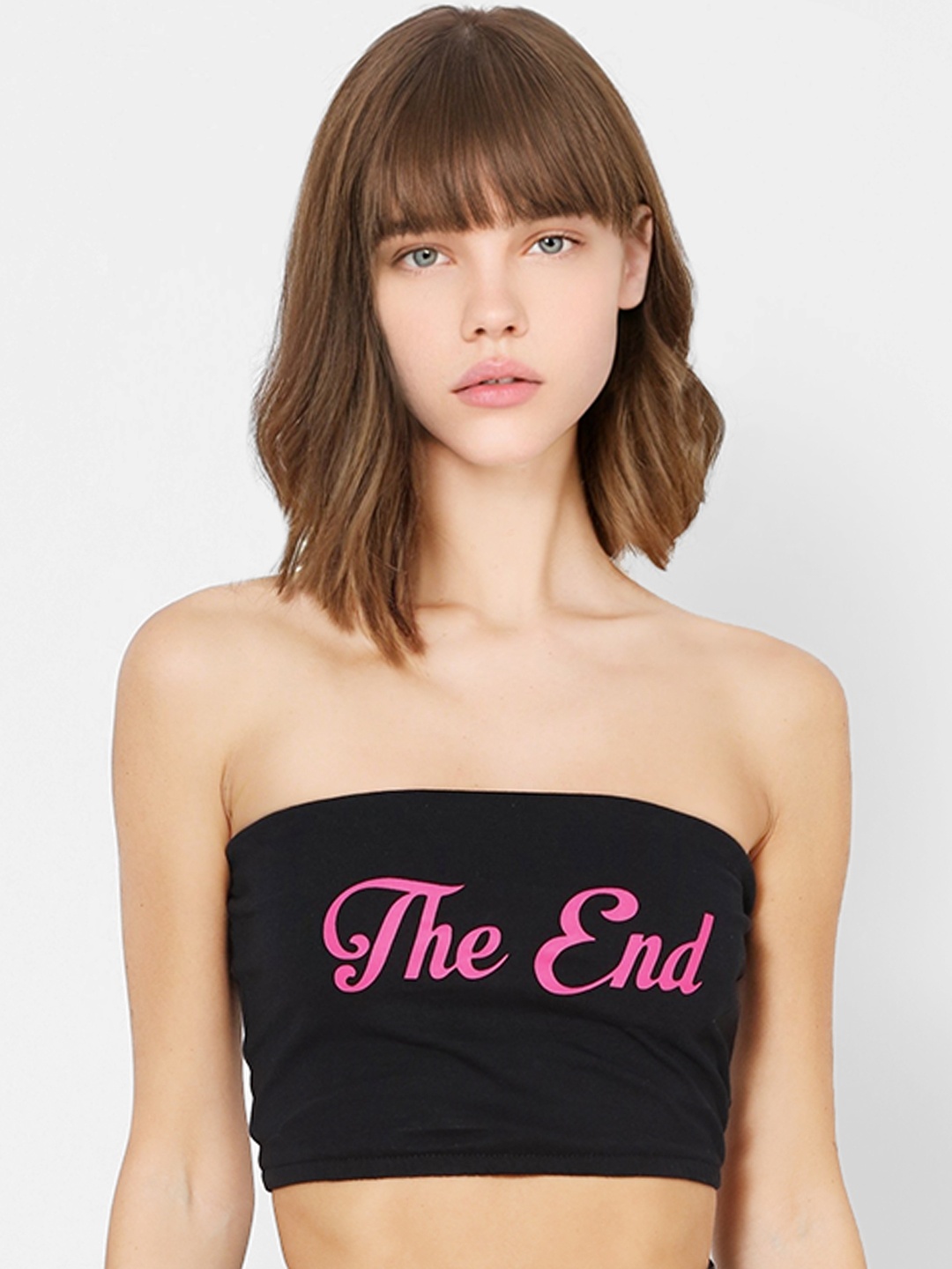 

ONLY Women Black Printed Tube Top