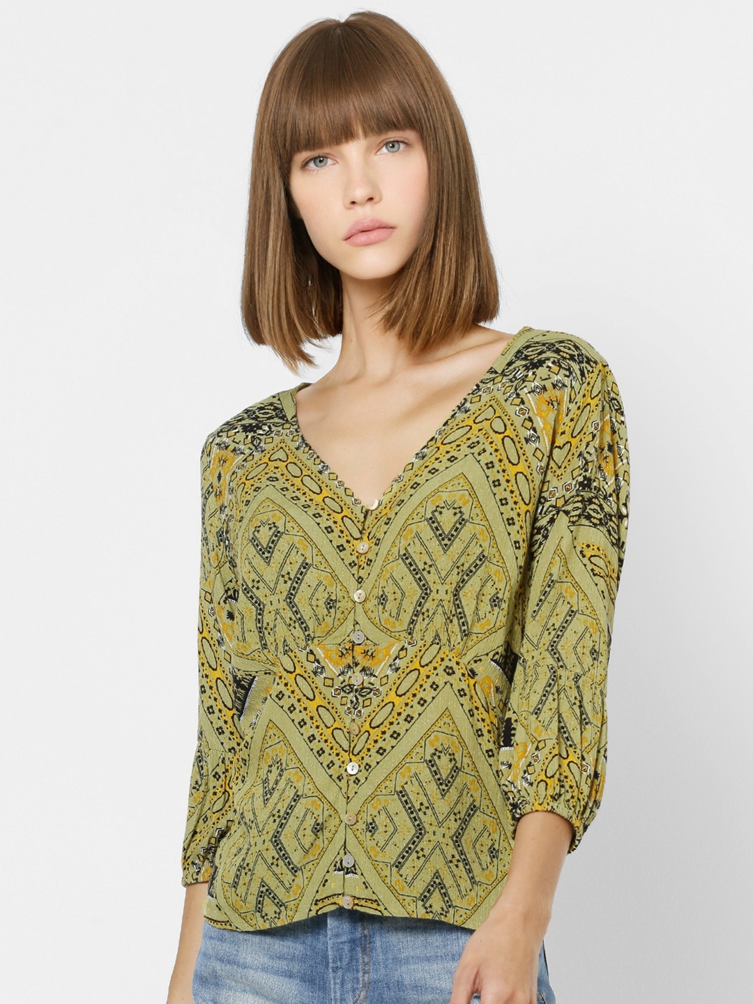 

ONLY Women Green Printed Top