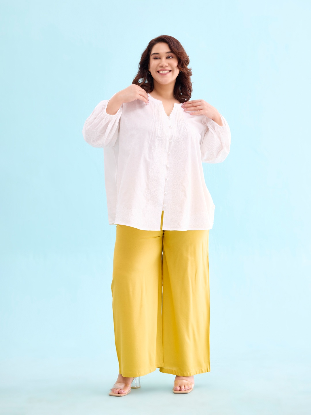 

Go Colors Women Mustard Yellow Solid Wide Leg Palazzo