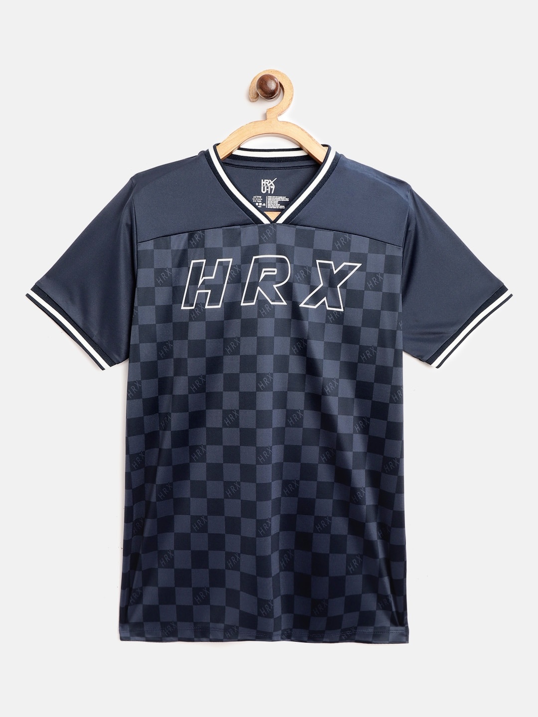 

HRX By Hrithik Roshan U-17 Boys Dress Blue Solid Lycra Rapid-Dry Antimicrobial Active Tshirt, Navy blue