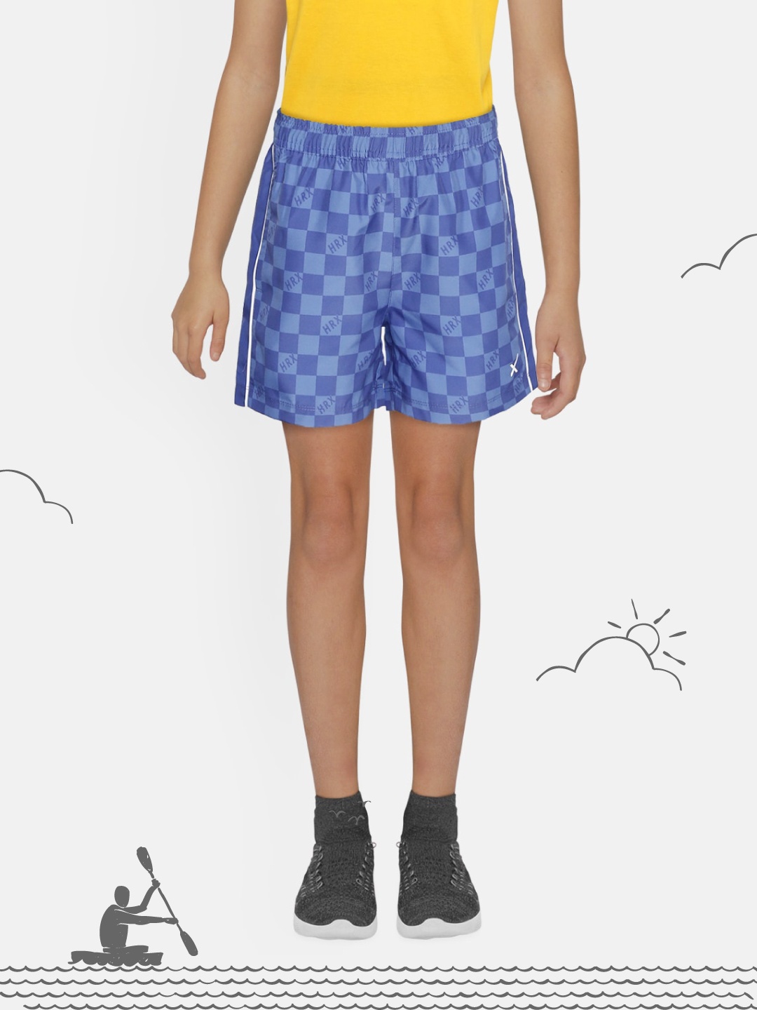 

HRX By Hrithik Roshan U-17 Boys Strong Blue Solid Regular Fit Rapid-Dry Antimicrobial Active Shorts