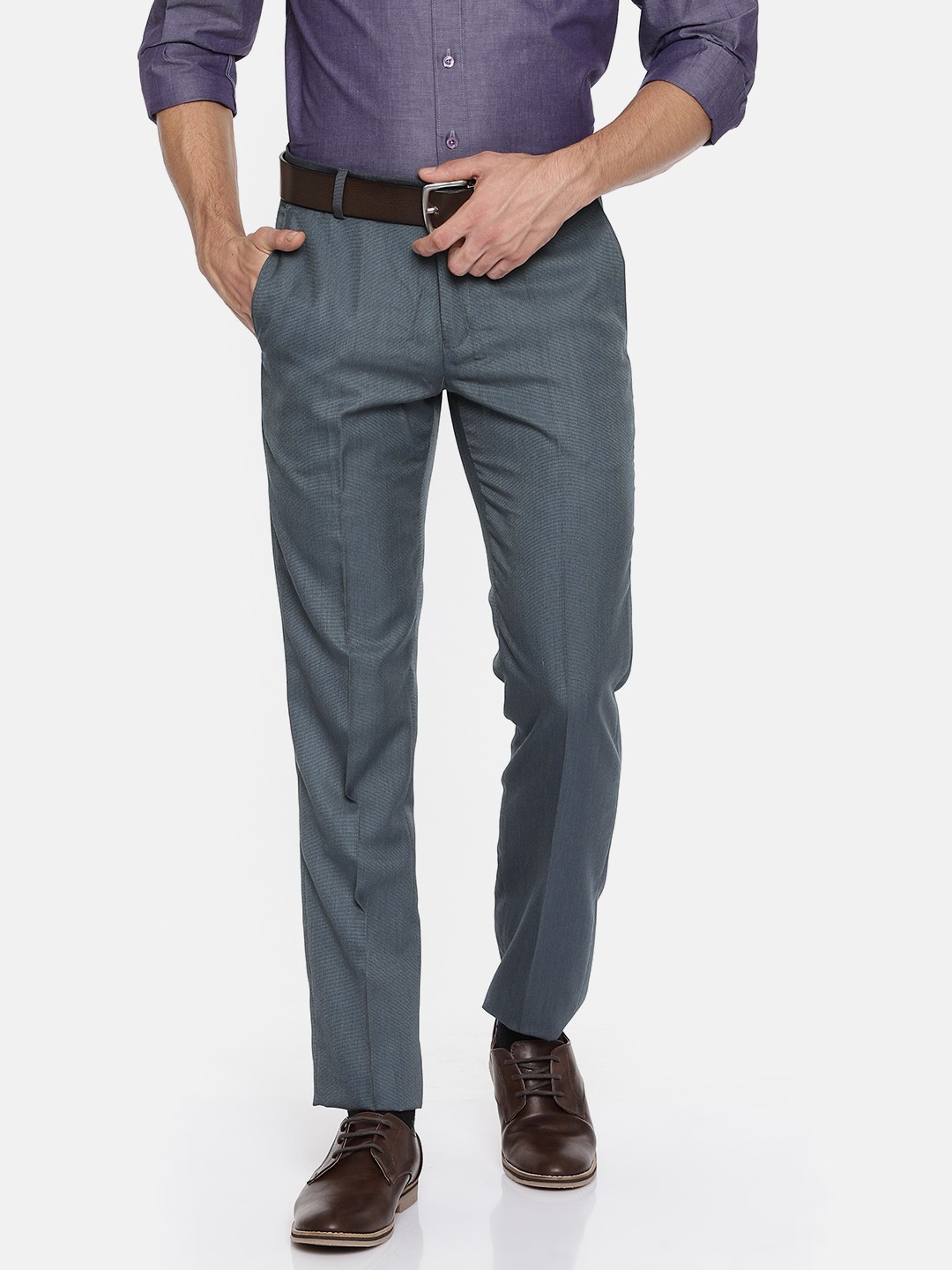 

John Players Grey Slim Fit Formal Trousers