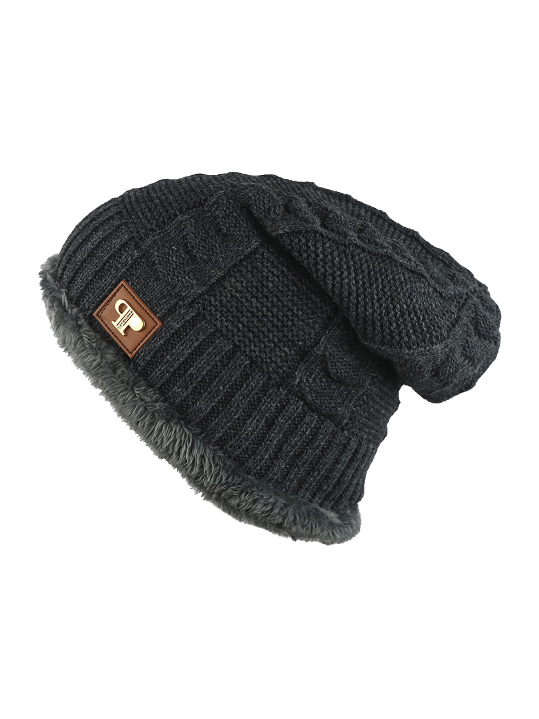 

Bunnywave Unisex Grey Self Design Wollen Beanie