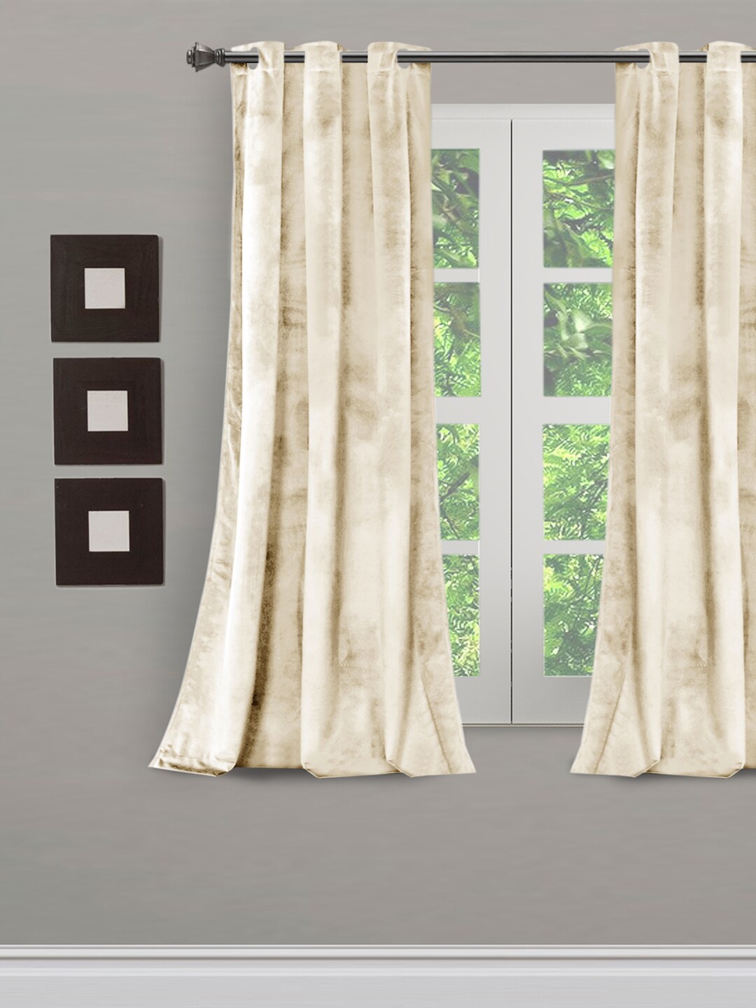 

eyda Off White Solid Velvet Room Darkening Window Curtain