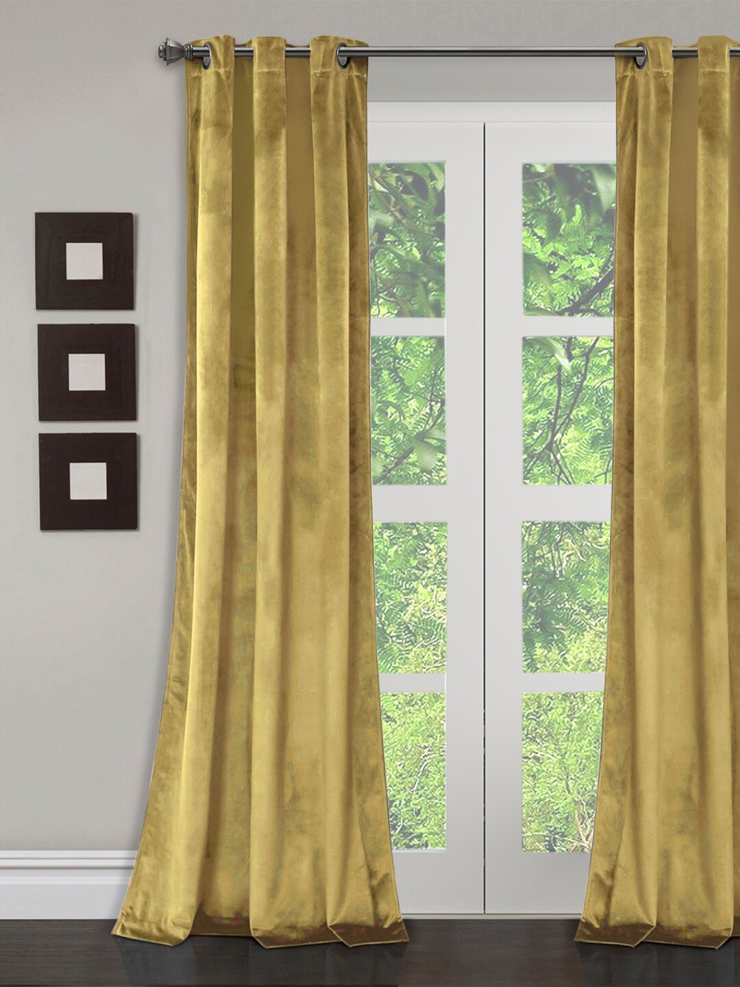 

eyda Yellow Solid Room Darkening Velvet Single Door Curtain