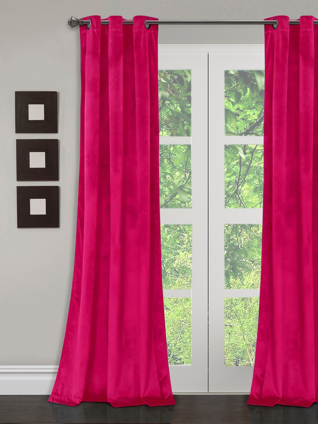 

eyda Pink Solid Velvet Door Curtain