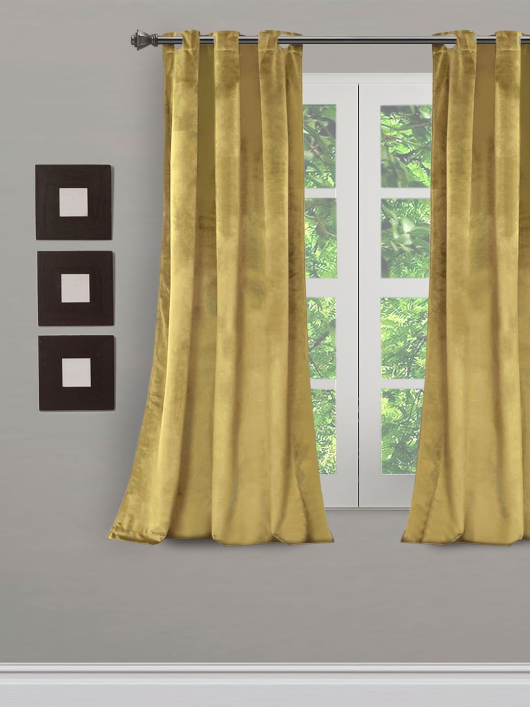 

eyda Yellow Solid Velvet Sustainable Window Curtain