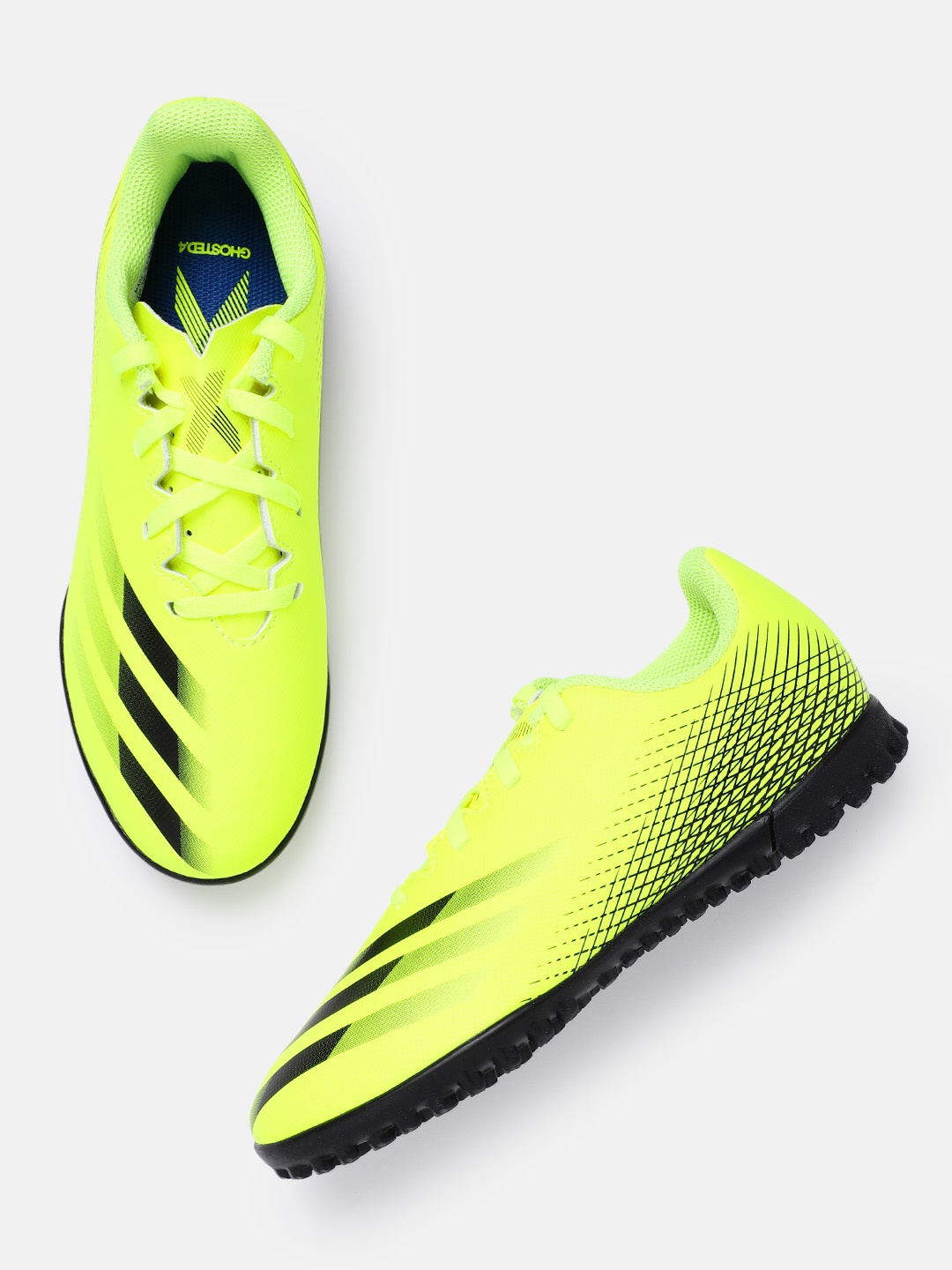 

ADIDAS Boys Fluorescent Green & Black Printed X Ghosted.4 Turf Football Shoes