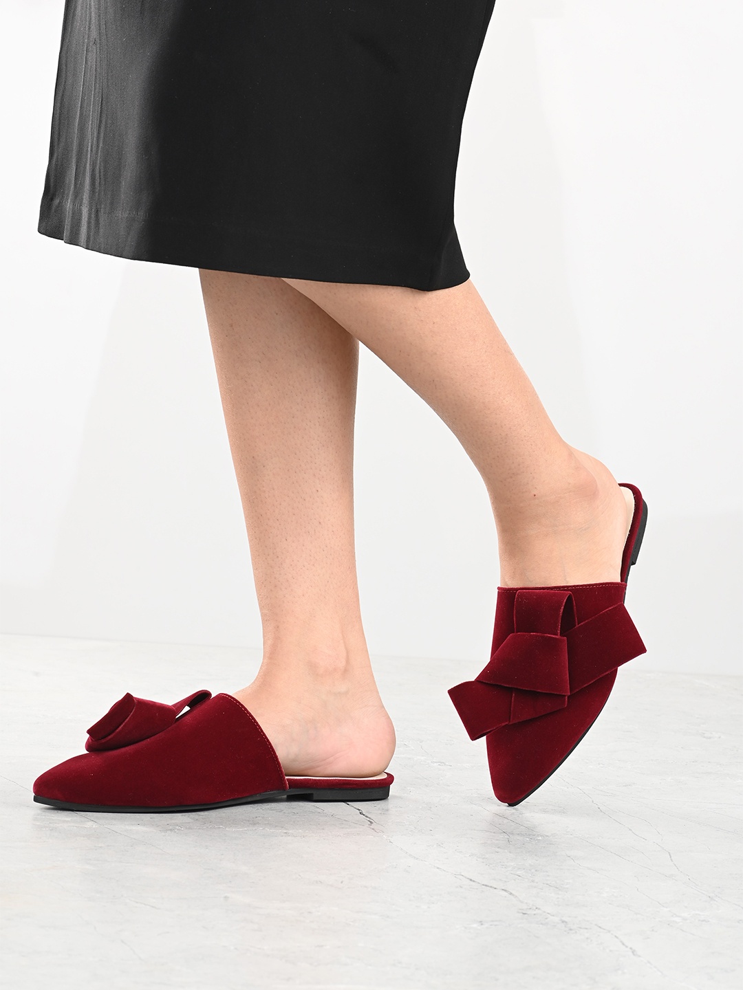 

CARLO ROMANO Women Maroon Solid Leather Mules