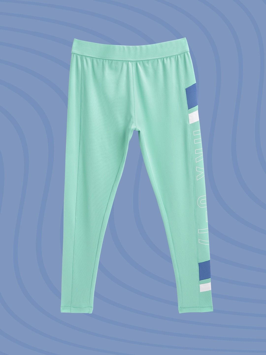 

HRX By Hrithik Roshan U-17 Girls Turquoise Colourblock Regular Fit Lycra Rapid-Dry Antimicrobial Active Tights, Turquoise blue