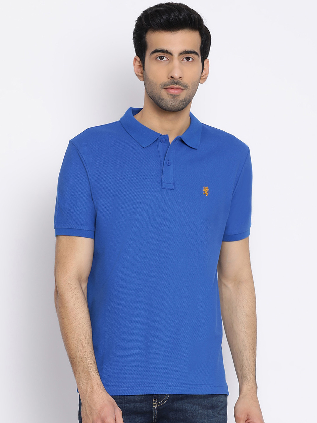 

Red Tape Men Blue Solid Polo Collar Cotton Pure Cotton T-shirt