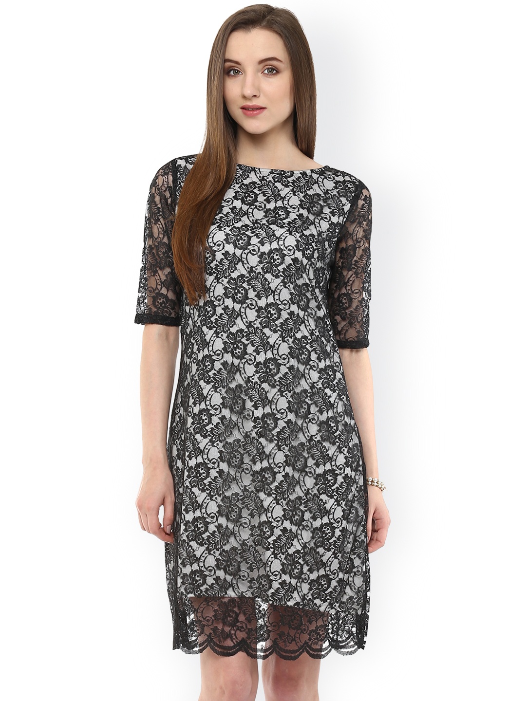 

Zima Leto Black Lace Shift Dress