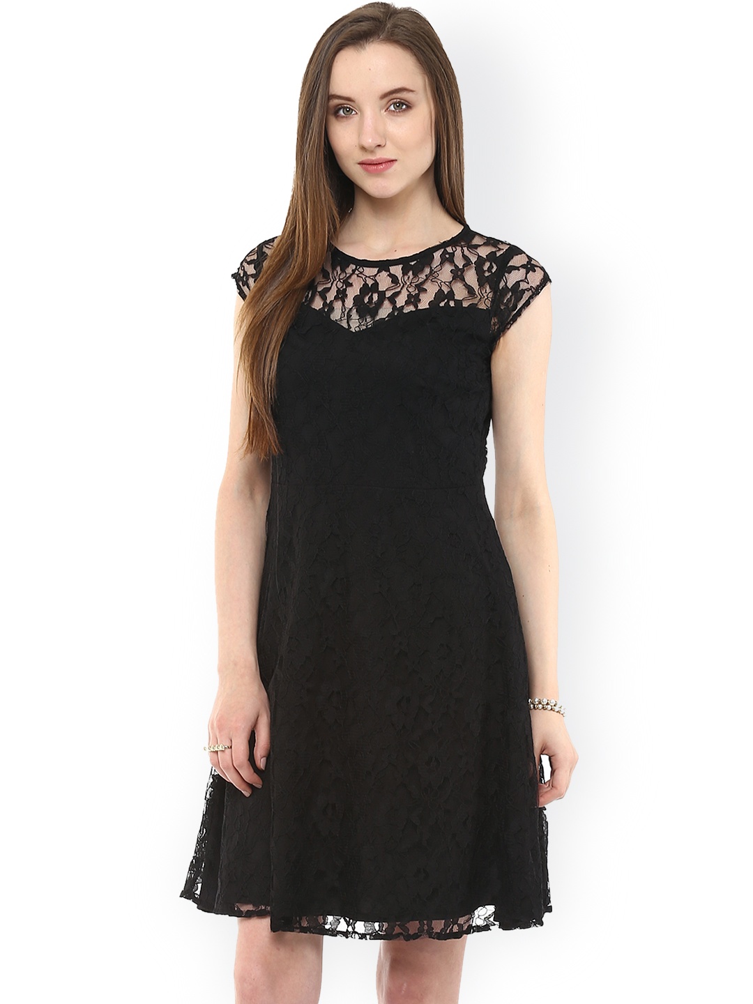 

Zima Leto Black Lace A-Line Dress