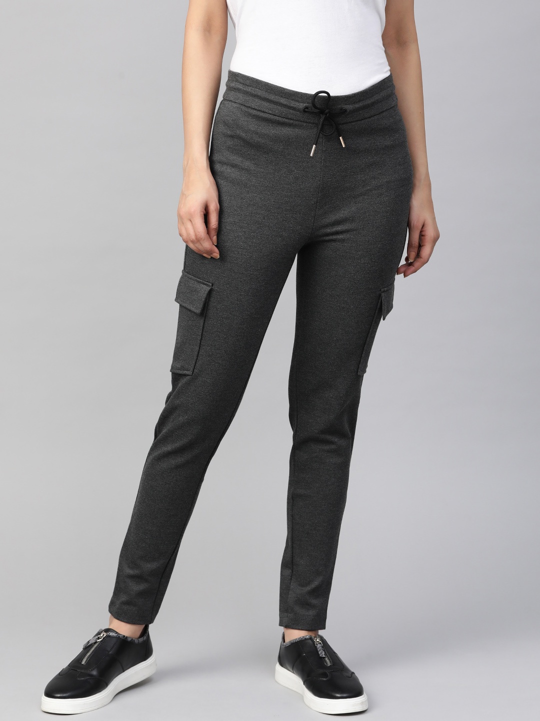 

Marks & Spencer Women Charcoal Grey Solid Straight Fit Track Pants