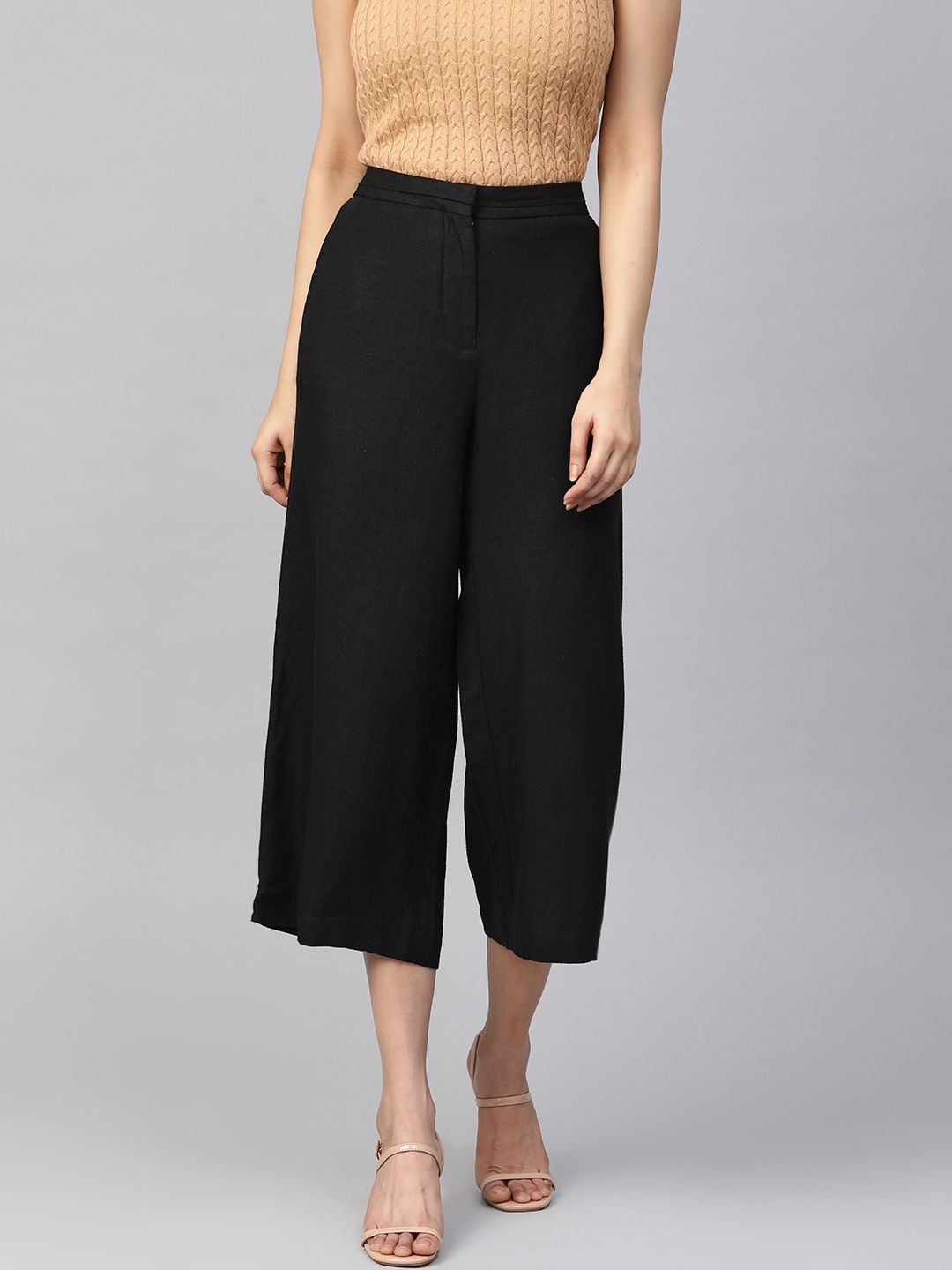 

Marks & Spencer Women Black Regular Fit Solid Culottes