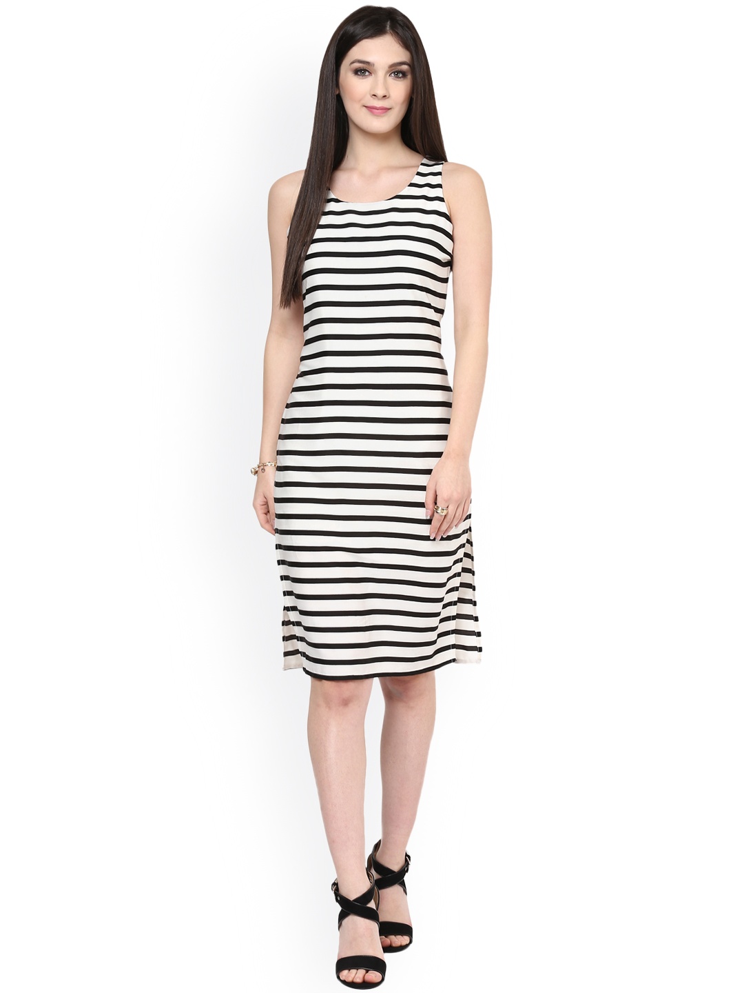 

Zima Leto Black & White Striped Sheath Dress