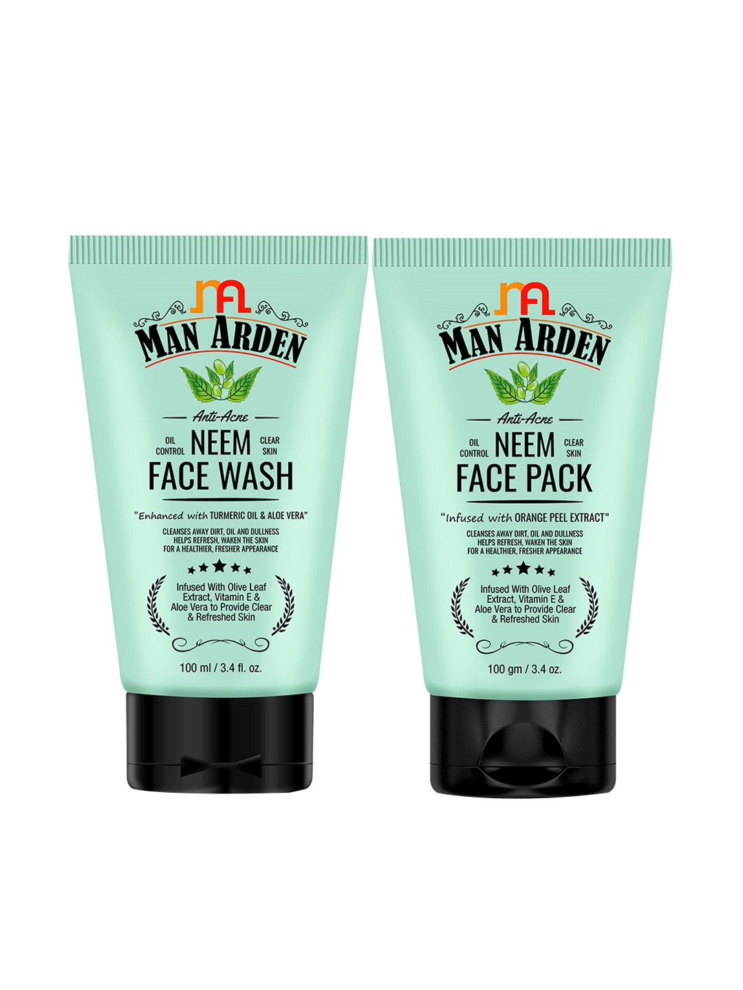 

Man Arden Unisex Anti Acne Neem Face Wash & Face Pack Combo 200 ml, Green