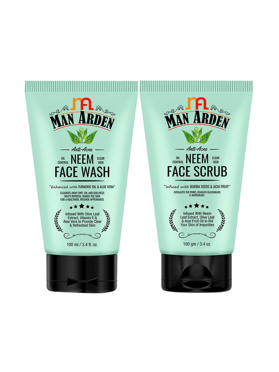 

Man Arden Unisex Green Anti Acne Neem Face Wash 100ml & Face Scrub 100g
