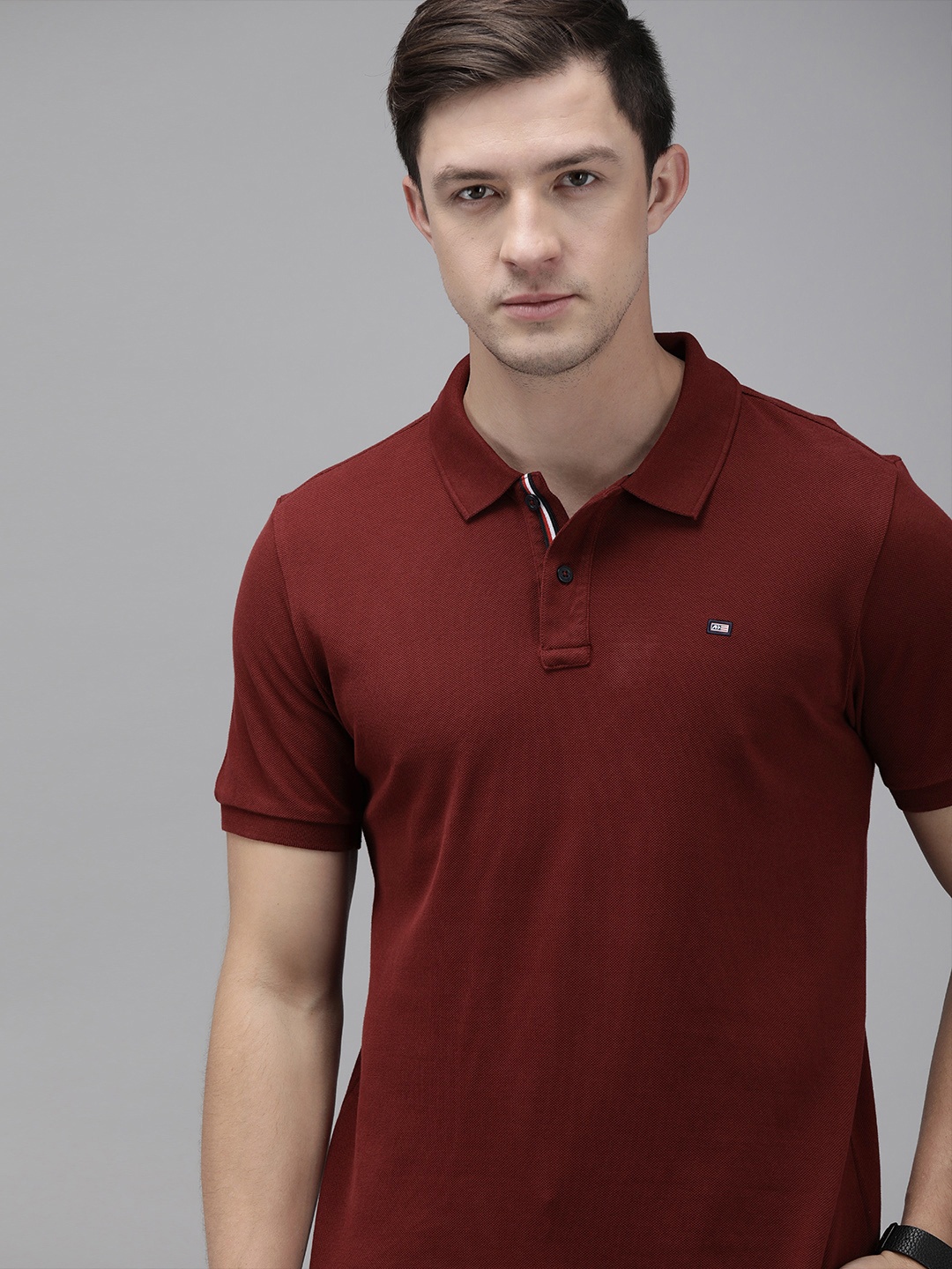 

Arrow Sport Men Maroon Solid Polo Collar T-shirt