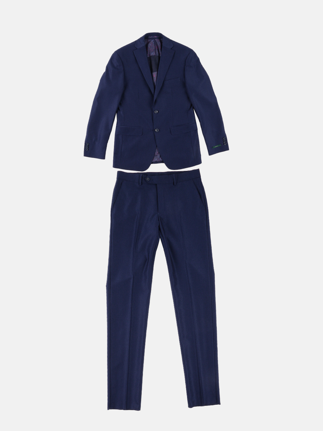 

Peter England Men Blue Self-designed Slim-Fit Single-Breasted Two-Piece Formal Suit
