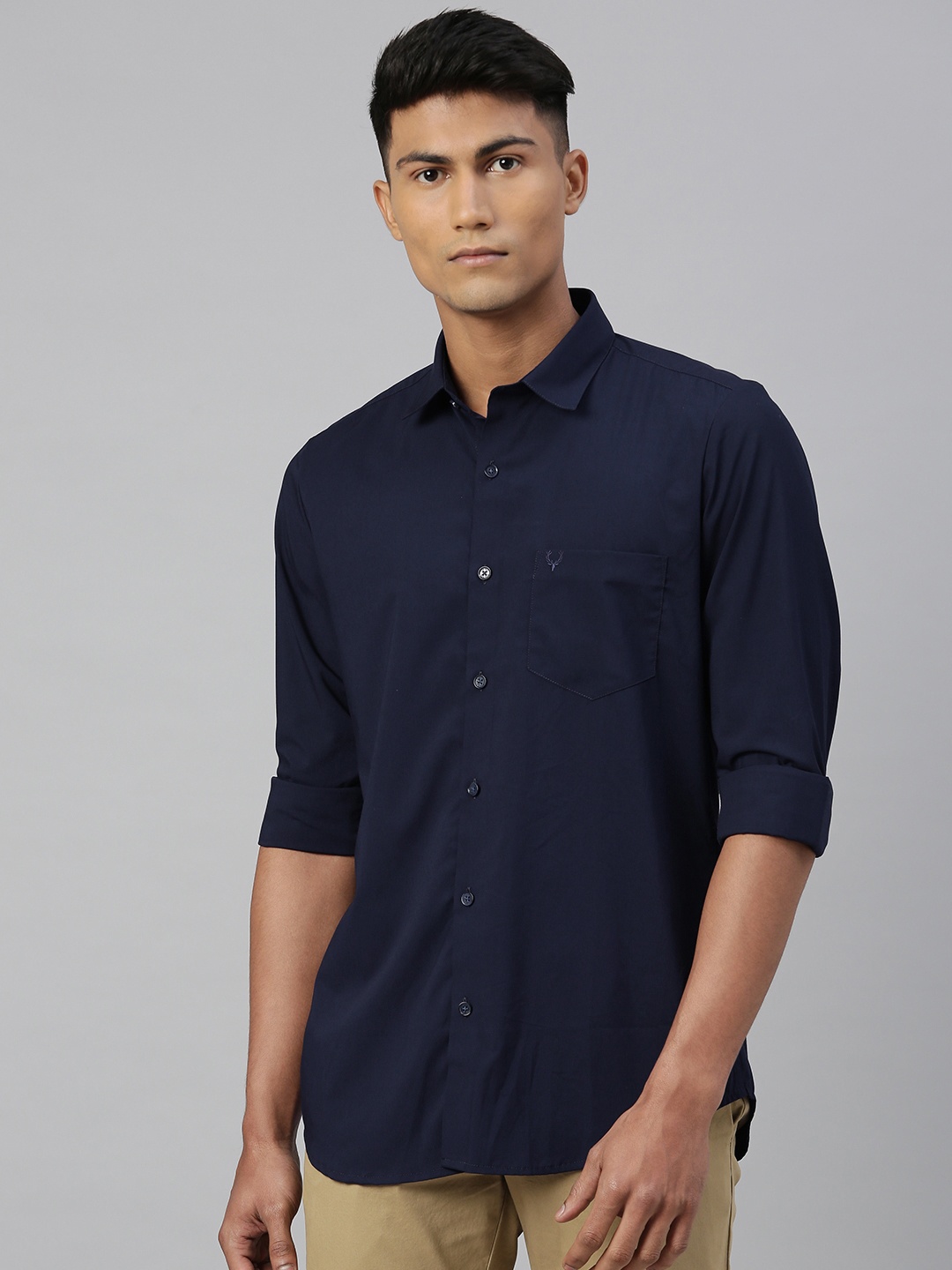 

Allen Solly Men Navy Blue Modern Fit Solid Casual Shirt