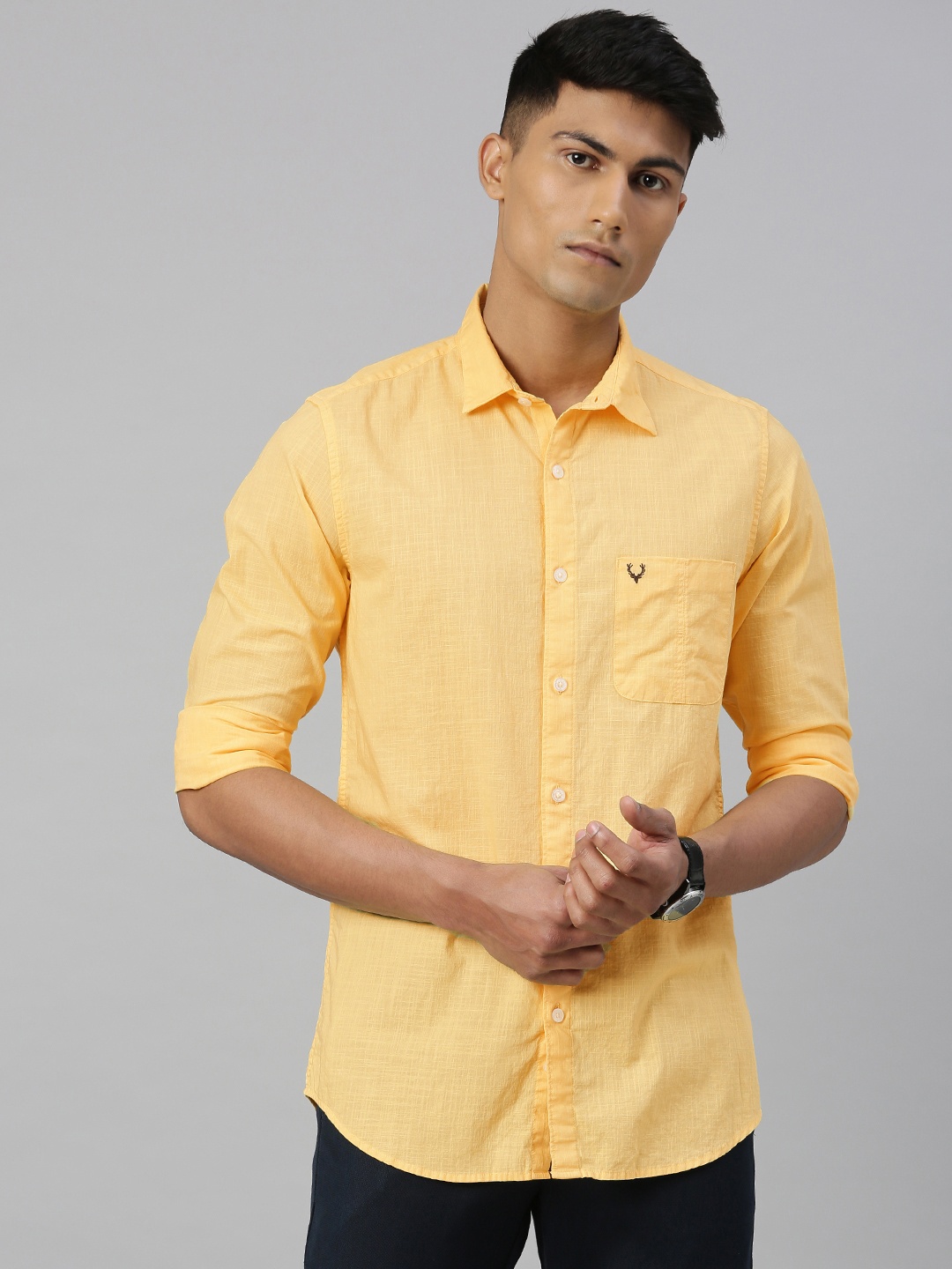 

Allen Solly Men Mustard Slim Fit Solid Casual Shirt