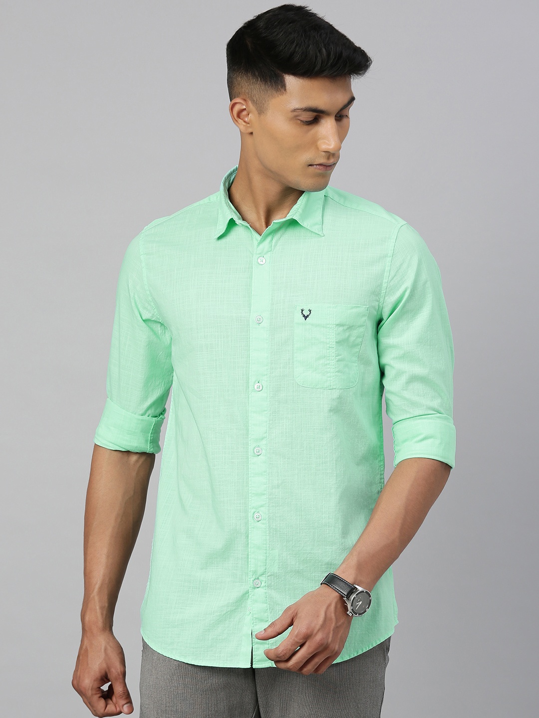 

Allen Solly Men Sea Green Modern Fit Solid Casual Shirt