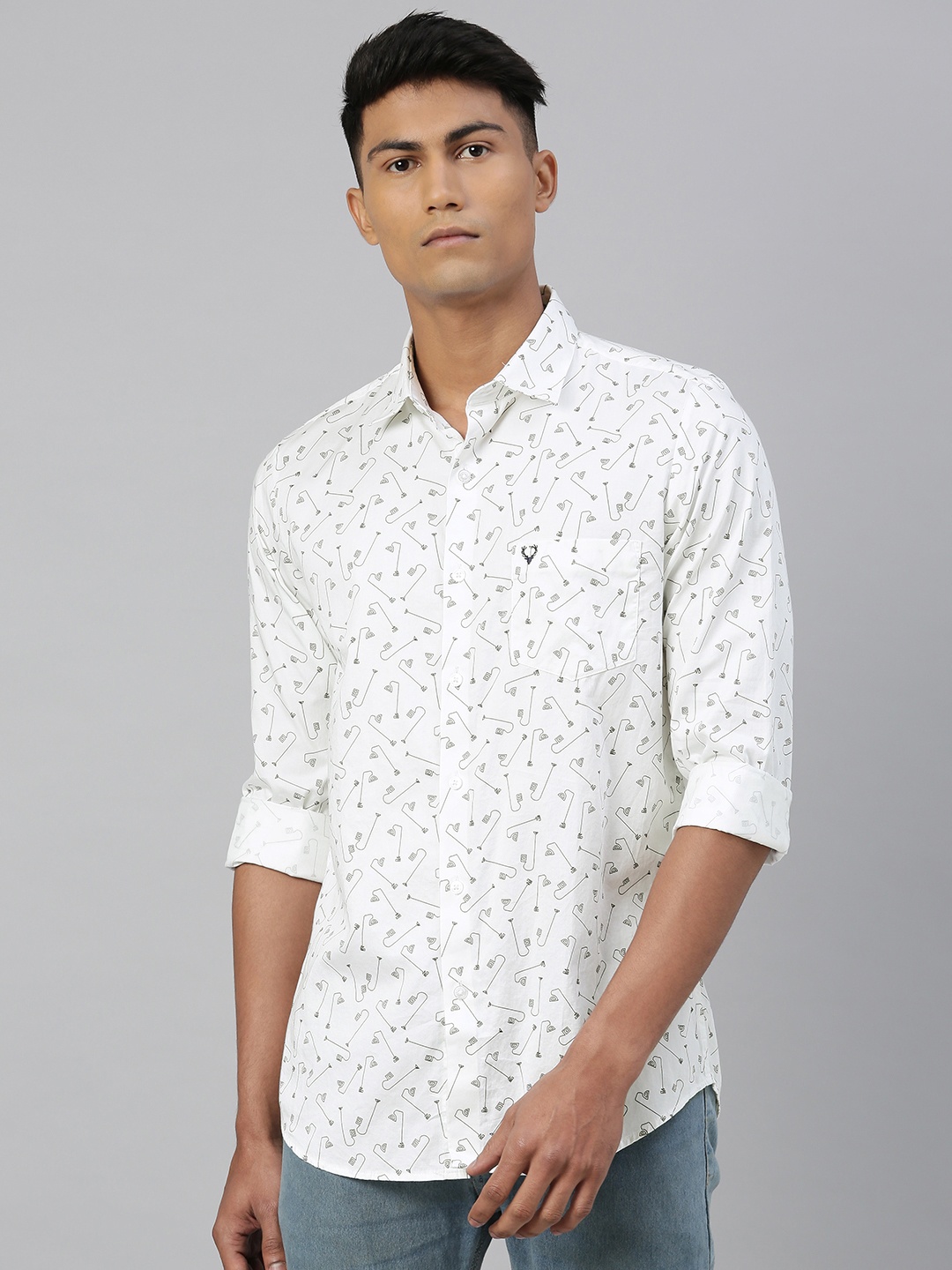 

Allen Solly Men White & Black Modern Fit Printed Casual Shirt