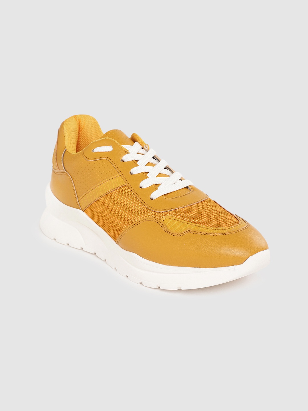 

The Roadster Lifestyle Co Women Mustard Yellow Woven Design Sneakers