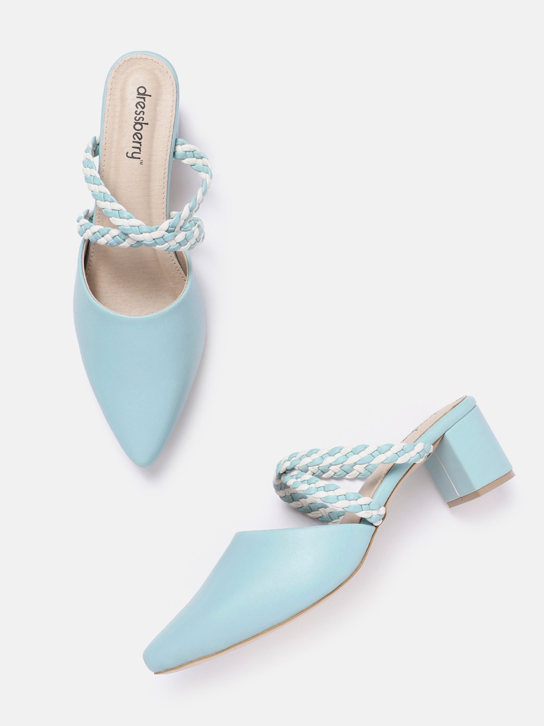 

DressBerry Block Heel Pumps with Braided Detail, Blue