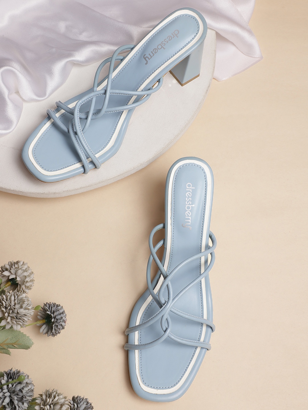 

DressBerry Women Blue Solid Block Heels