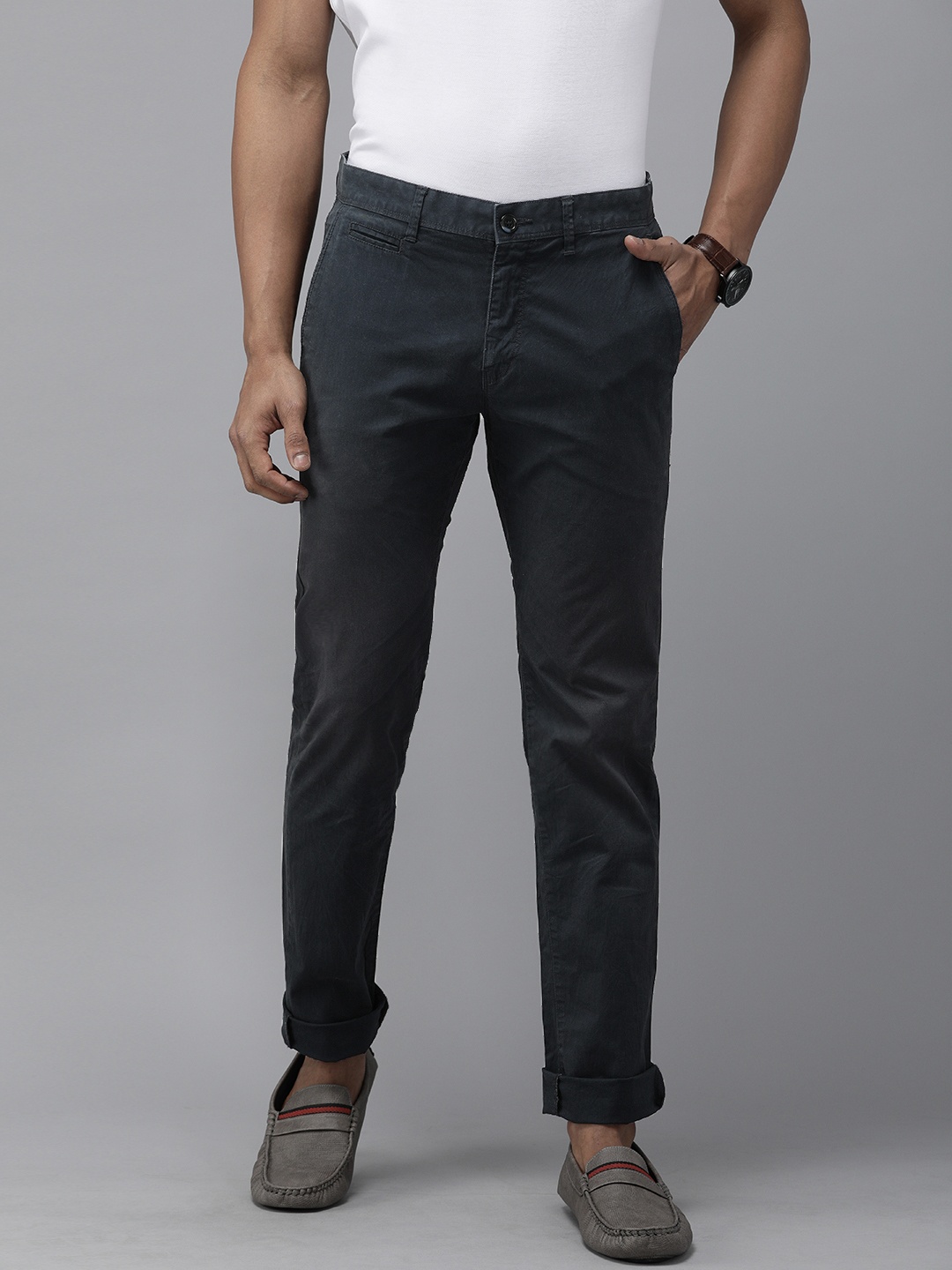 

Park Avenue Men Blue Solid Regular Trousers