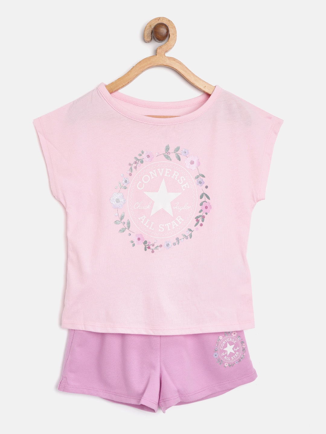 

Converse Girls Pink & Purple Brand Logo Print T-shirt with Shorts