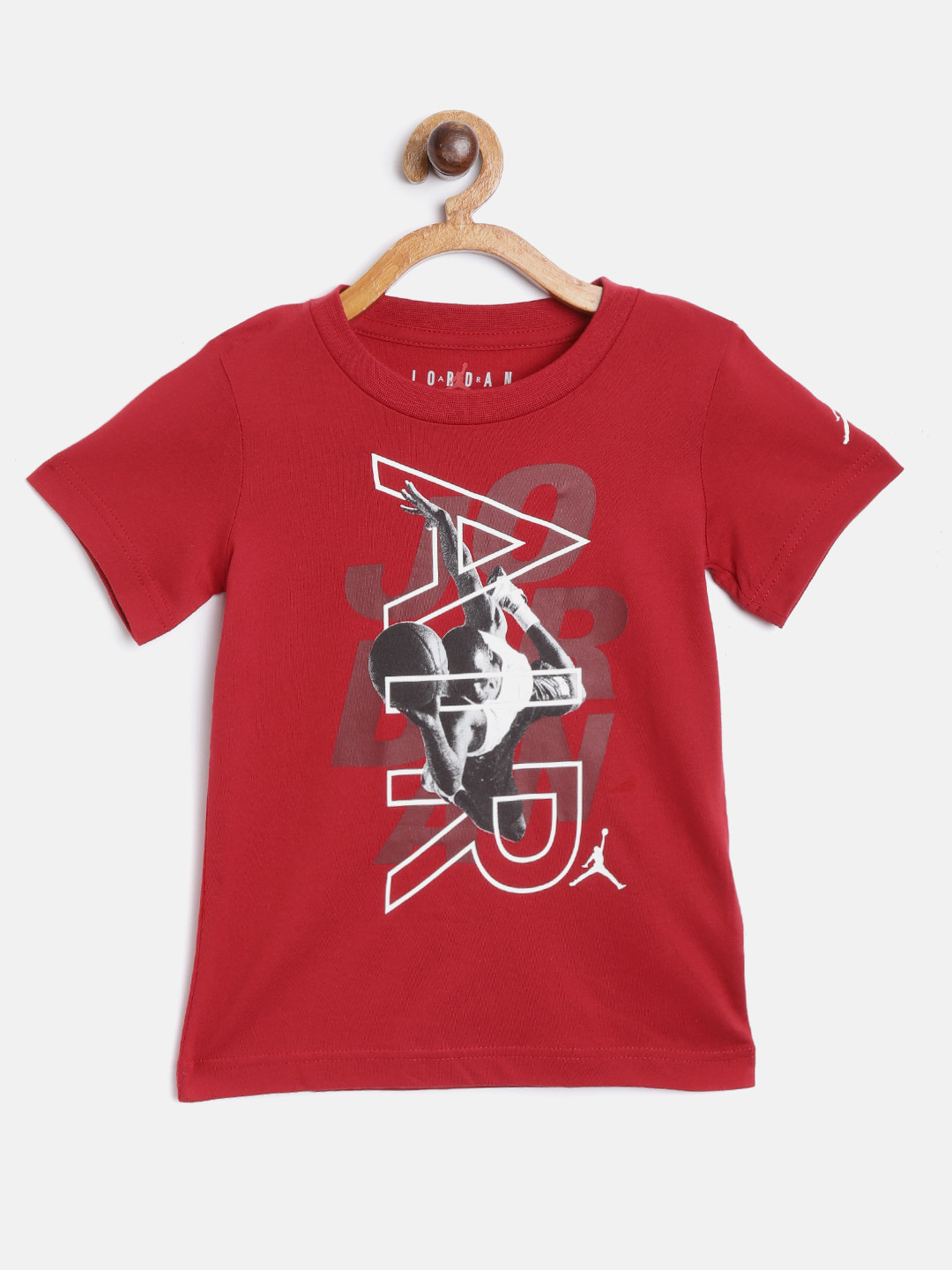 

Jordan Boys Red Pure Cotton Over The Top Air Logo Print Pure Cotton T-shirt