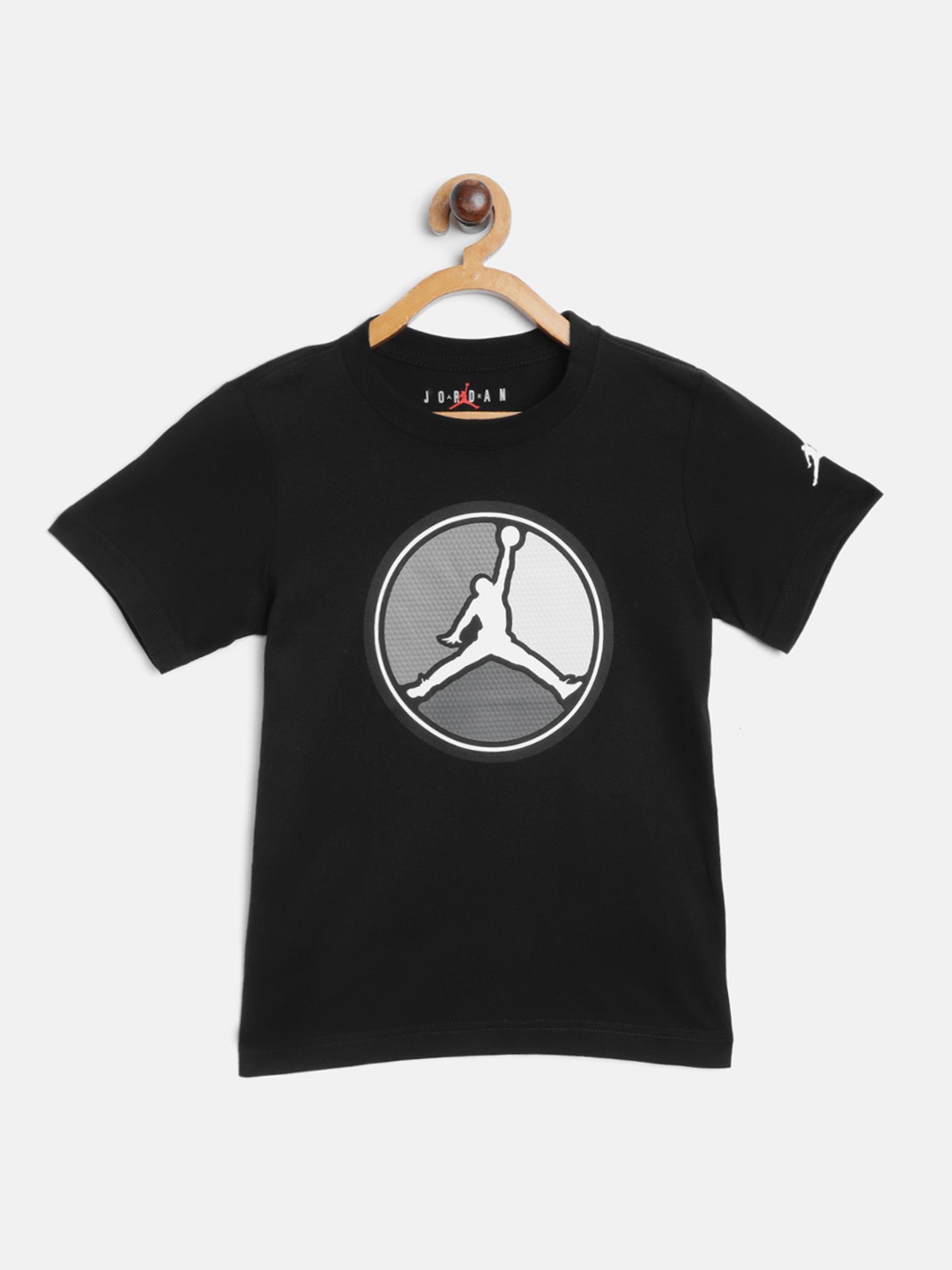 

Jordan Boys Black Grey AJ VIII Front Circle Jumpman Logo Round Neck Pure Cotton T-shirt