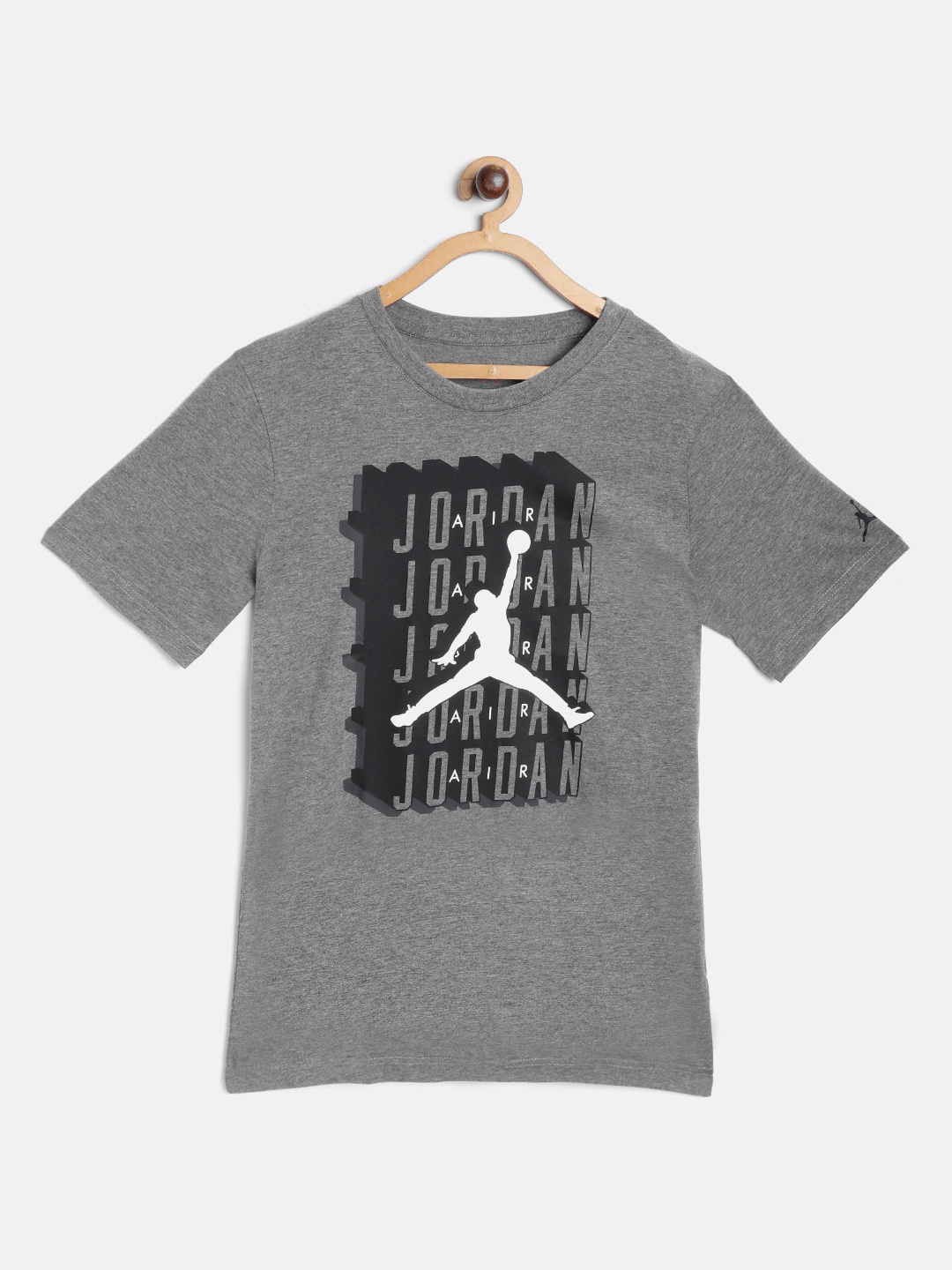 

Jordan Boys Charcoal Grey & Black Crosswords Jumpman Logo Print Round Neck T-Shirt